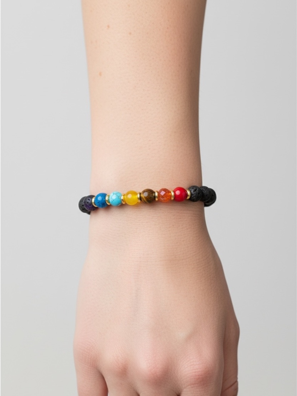 10/7 Beaded Chakra Stretch Bracelet - Multicolor